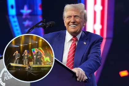 Donald Trump junto a Los 3 de La Habana, protagonistas de la Gala Oficial Hispana de Inauguración (Foto Instagram)