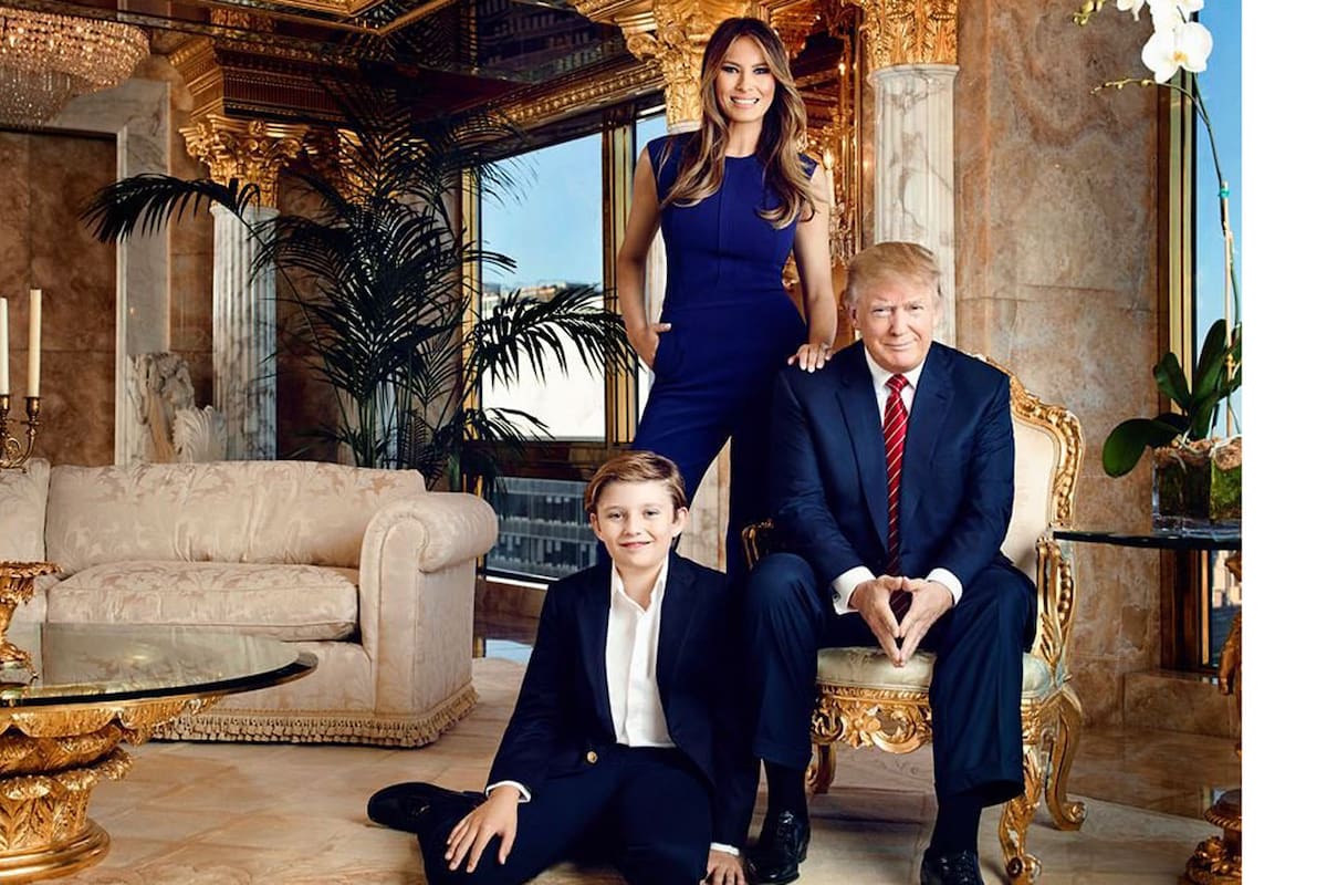 Donald Trump junto su familia en su departamento, un penthouse de tres pisos