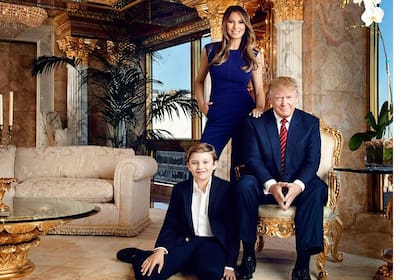 Donald Trump junto su familia en su departamento, un penthouse de tres pisos
