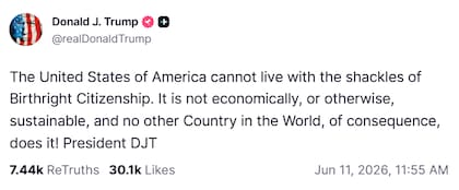 Donald Trump señaló que EE.UU. no podía vivir "atado" a la ciudadanía por nacimiento