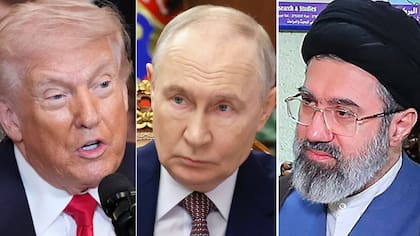 Donald Trump, Vladimir Putin y Mojtaba Khamenei