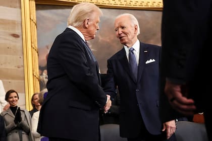 Donald Trump y Joe Biden, en la ceremonia de traspaso de mando, el 20 de enero de 2025.