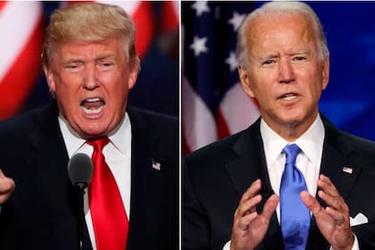 Donald Trump y Joe Biden llevan en estas imágenes corbatas con los colores de sus partidos, rojo para los republicanos y azul para los demócratas