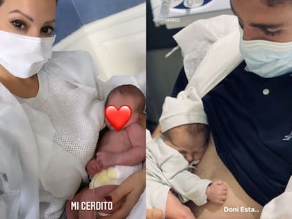 Donatello durmiendo en los brazos de su mamá y en los de su papá