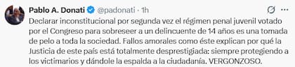 Donati, diputado de la legislatura porteña, aseguró que el fallo es "una tomada de pelo a la sociedad"