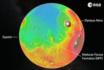 Dónde está ubicada la Formación Medusae Fossae (MFF) en Marte