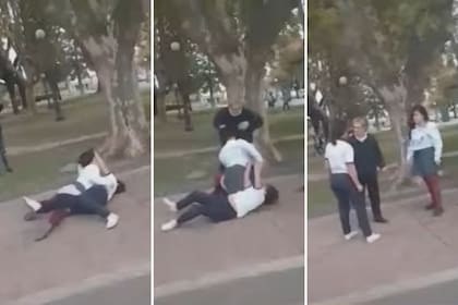 Dos alumnas se pelearon en la Plaza San Martín y una mujer las separó