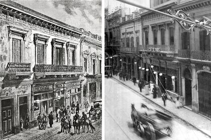 Dos ángulos distintos para el antiguo Café de París, sobre la calle Cangallo (y Reconquista). Francisco Sempé lo consagró como uno de los mejores restaurantes del antiguo Buenos Aires.