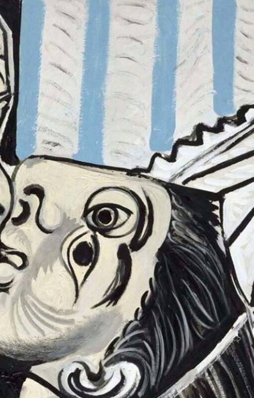 Dos cabezas unidas ocupan todo el plano en "El beso", una pintura de 1969