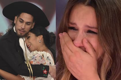 Dos fotos de la noche de ayer: la hermana de Ernesto abrazando a Ernesto y Pampita emocionada hasta las lágrimas por la historia que se estaba contando en el piso