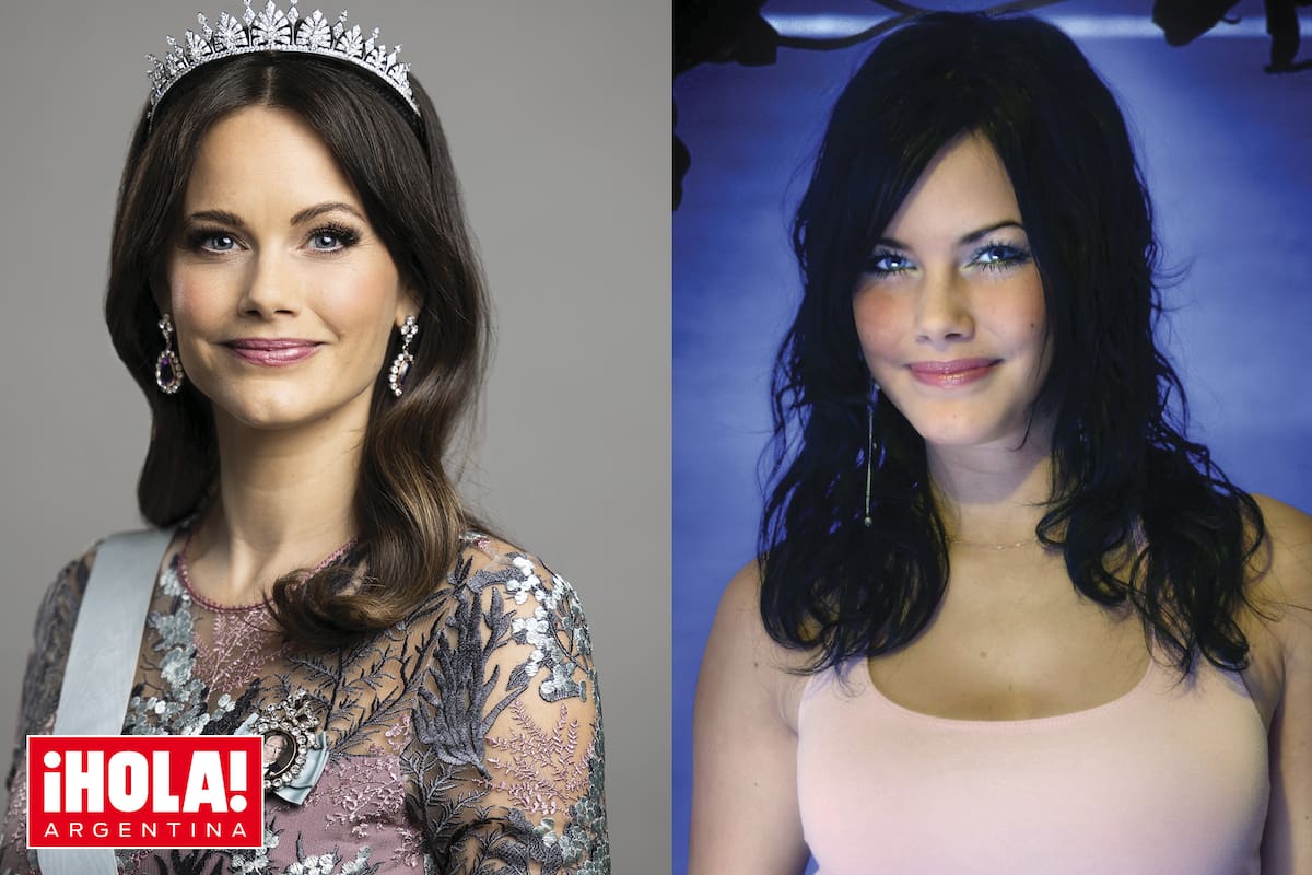 Dos fotos de Sofía de Suecia: un retrato oficial de
2022 y, en 2005, cuando era modelo de
lencería y trajes de baño