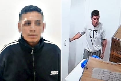 Dos momentos del acusado de la violación. Durante la detención y cuando fue tomado por las cámaras de seguridad