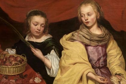 "Dos niñas como Santa Inés y Santa Dorotea" es una de las obras de Michaelina Wautier (c. 1617-1689). Aunque tuvo mucho éxito en su época, sus impresionantes pinturas y su lugar en la historia del arte casi se perdieron en el siglo XVIII.