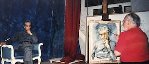 El secretario de Cultura aceptó la donación de un retrato de Juan José Sebreli pintado por Guillermo Roux