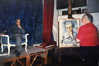 El secretario de Cultura aceptó la donación de un retrato de Juan José Sebreli pintado por Guillermo Roux