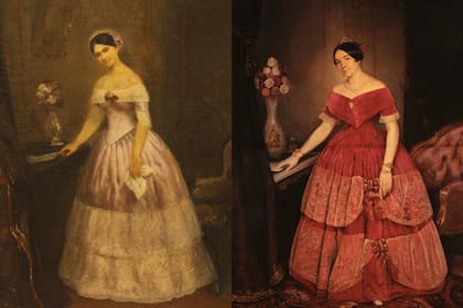 Dos versiones de Manuelita de Rosas, retratada por Prilidiano Pueyrredón en 1851