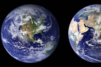 Dos vistas de la Tierra desde el espacio