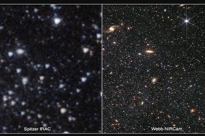 Dos vistas de una porción de la galaxia WLM, una tomada por el Telescopio Espacial de infrarrojos Spitzer (izquierda) y la otra obtenida por el Telescopio Espacial James Webb; avanzamos como civilización gracias a ideas que se les ocurren a individuos