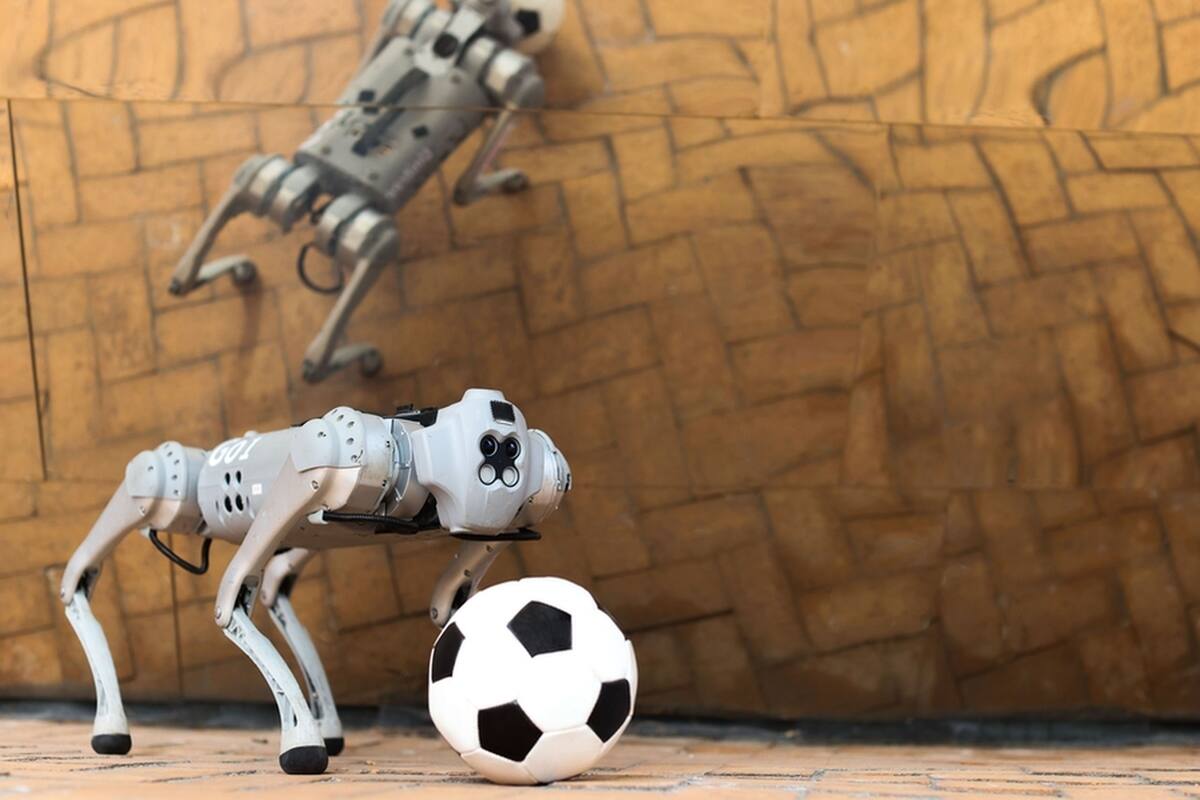 DribbleBot: el perro robot que busca ser como Messi y dominar el fútbol