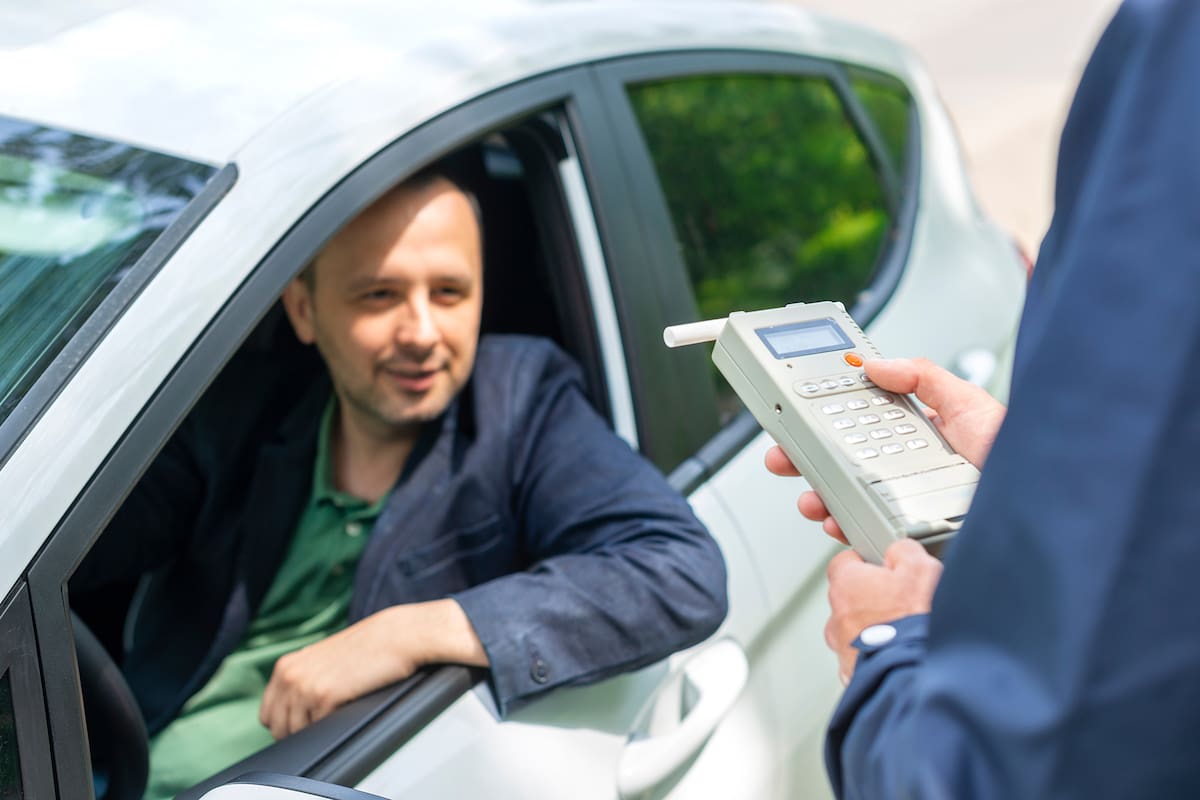 Driver due to being subject to test for alcohol content with use of breathalyzer