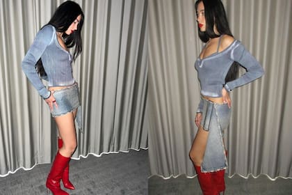 Dua Lipa posó con un extravagante look de jean (Foto Instagram @dualipa)