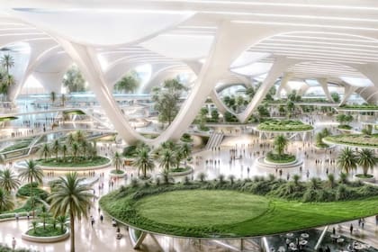 Dubai World Central tendrá marquesinas blancas, espacios verdes y áreas comerciales en un entorno futurista