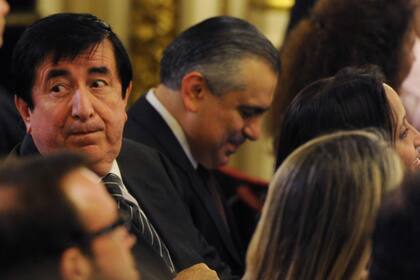 Durán Barba y su mano derecha, Santiago Nieto, durante un acto en la Casa Rosada