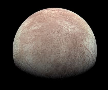 Durante 80 millones de años, la luna de Júpiter pudo haber recibido bacterias terrestres (Kevin M. Gill/NASA/JPL-Caltech/SwRI vía AP, archivo)