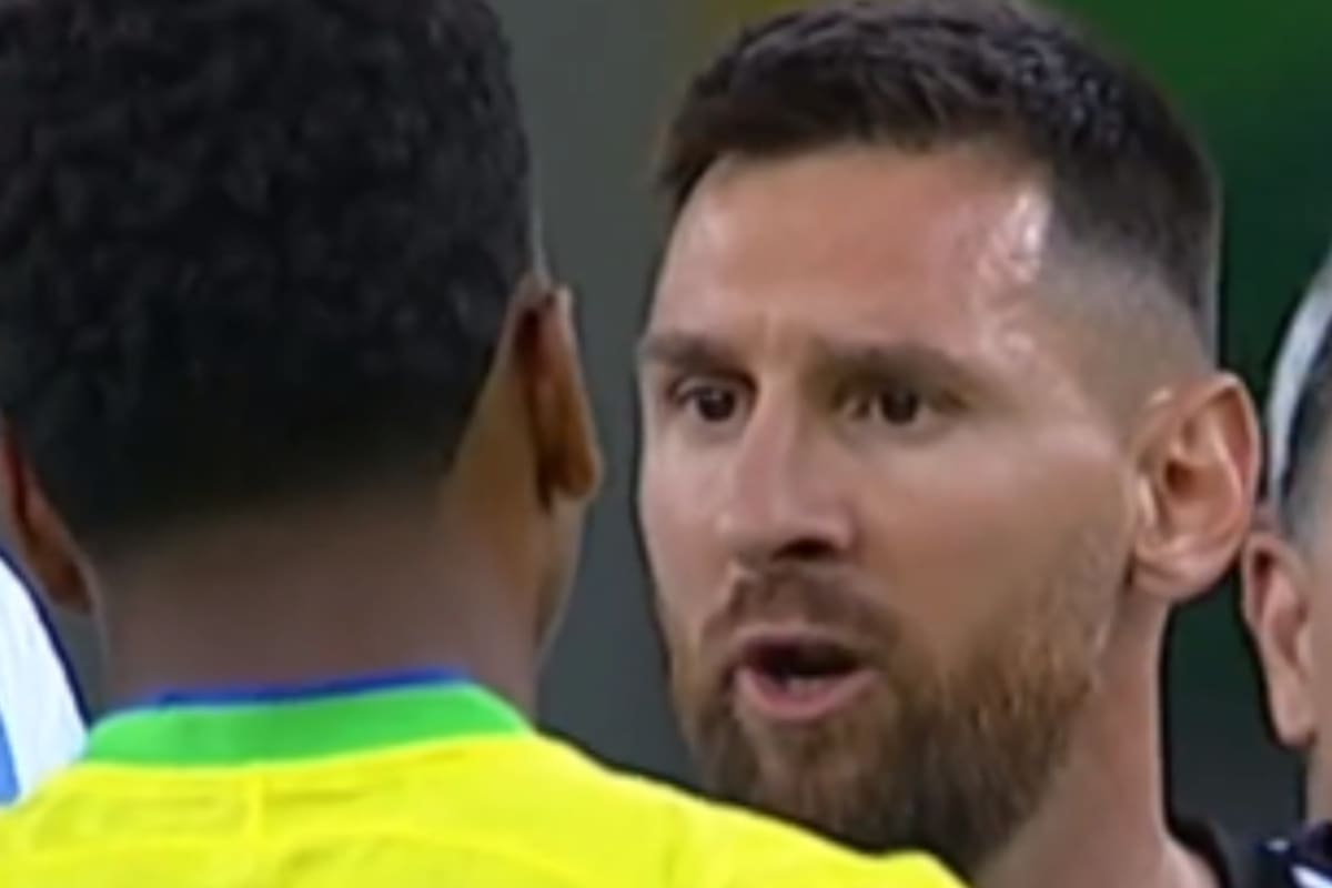 Durante el partido, Messi se enfrentó cara a cara con Rodrygo (Foto: Captura de video / X @TyCSports)
