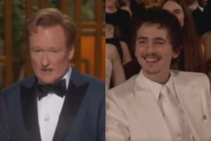 Durante la ceremonia de los Oscar, Conan O’Brien le lanzó una picante indirecta a Timothée Chalamet (Foto: Captura de video)
