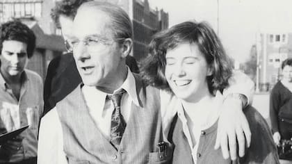 Hoffman y Graham Hunter, durante el rodaje de Muerte de un viajante