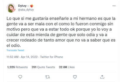 Dyhzy se pronunció sobre el nacimiento de su hermano menor