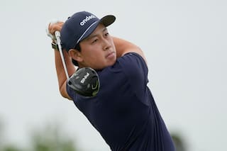 Dylan Wu se ríe de sí mismo tras hacer cinco putts en su primer hoyo del US Open