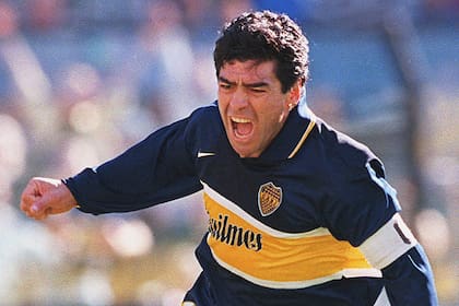 Septiembre del 97: Maradona celebra su último, gol, en la victoria de Boca sobre Newells por 2 a 1