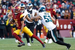 Eagles y Commanders se enfrentarán por tercera vez en la temporada por un lugar en el Super Bowl LIX (Geoff Burke-Imagn Images)