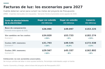 Economía y Energía, sobre la base del proyecto de Presupuesto 2027