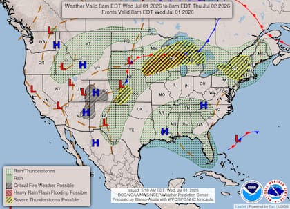 ectores del Noreste se encuentran bajo riesgo leve de tormentas severas este miércoles, donde la inestabilidad atmosférica favorecerá el desarrollo de células tormentosas capaces de producir vientos dañinos