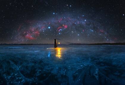 "Edad de hielo", del chino Alvin Wu, imagen del lago de hielo azul, Pumoungcuo, a una altitud de 5070 metros, en el Tíbet