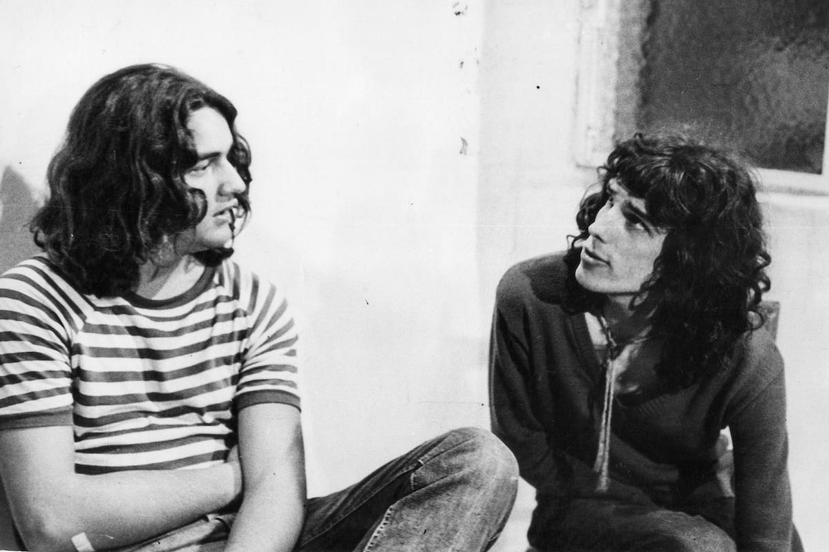 Edelmiro Molinari junto a Spinetta, a principios de noviembre de 1970, en una de las tres jornadas de filmación