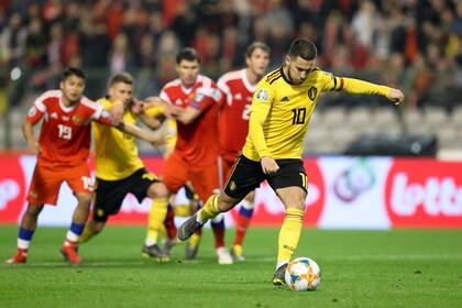 Eden Hazard, anotó el segundo gol de su equipo durante el partido del Grupo I de la Clasificación para el Campeonato Europeo 2020 de la UEFA entre Bélgica y Rusia
