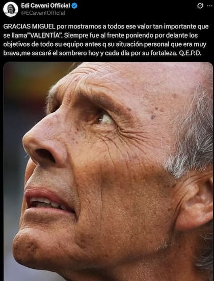 Edinson Cavani destacó la "valentía" de Miguel Russo