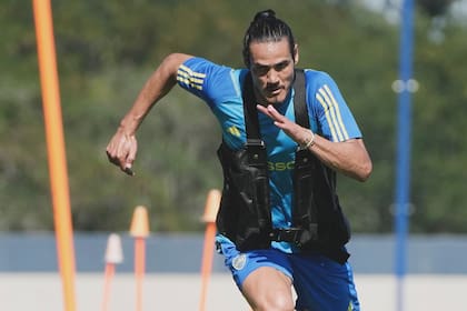 Edinson Cavani, en un entrenamiento
