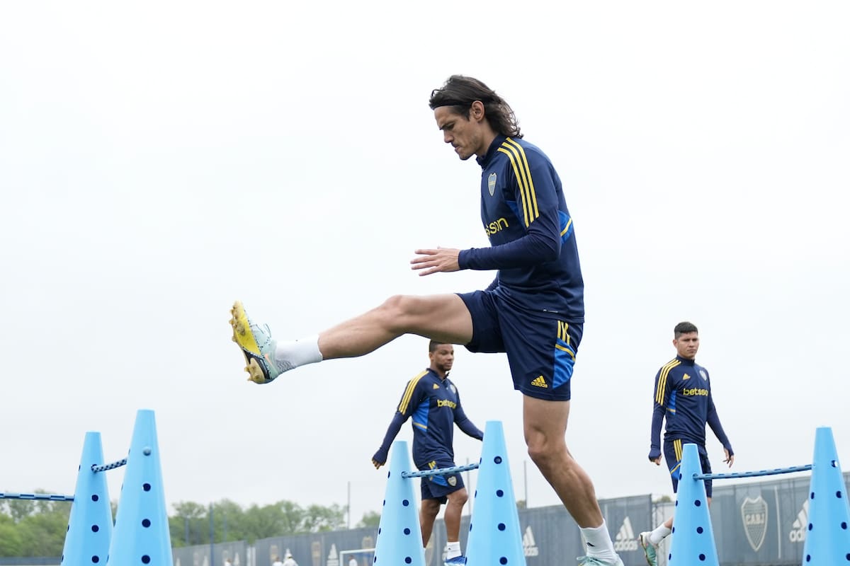 Edinson Cavani, en uno de los entrenamientos de Boca