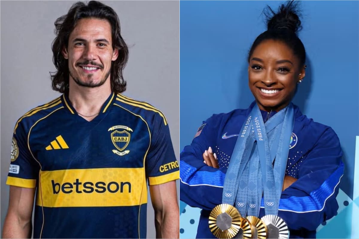 Edinson Cavani le regaló su camiseta a Simone Biles