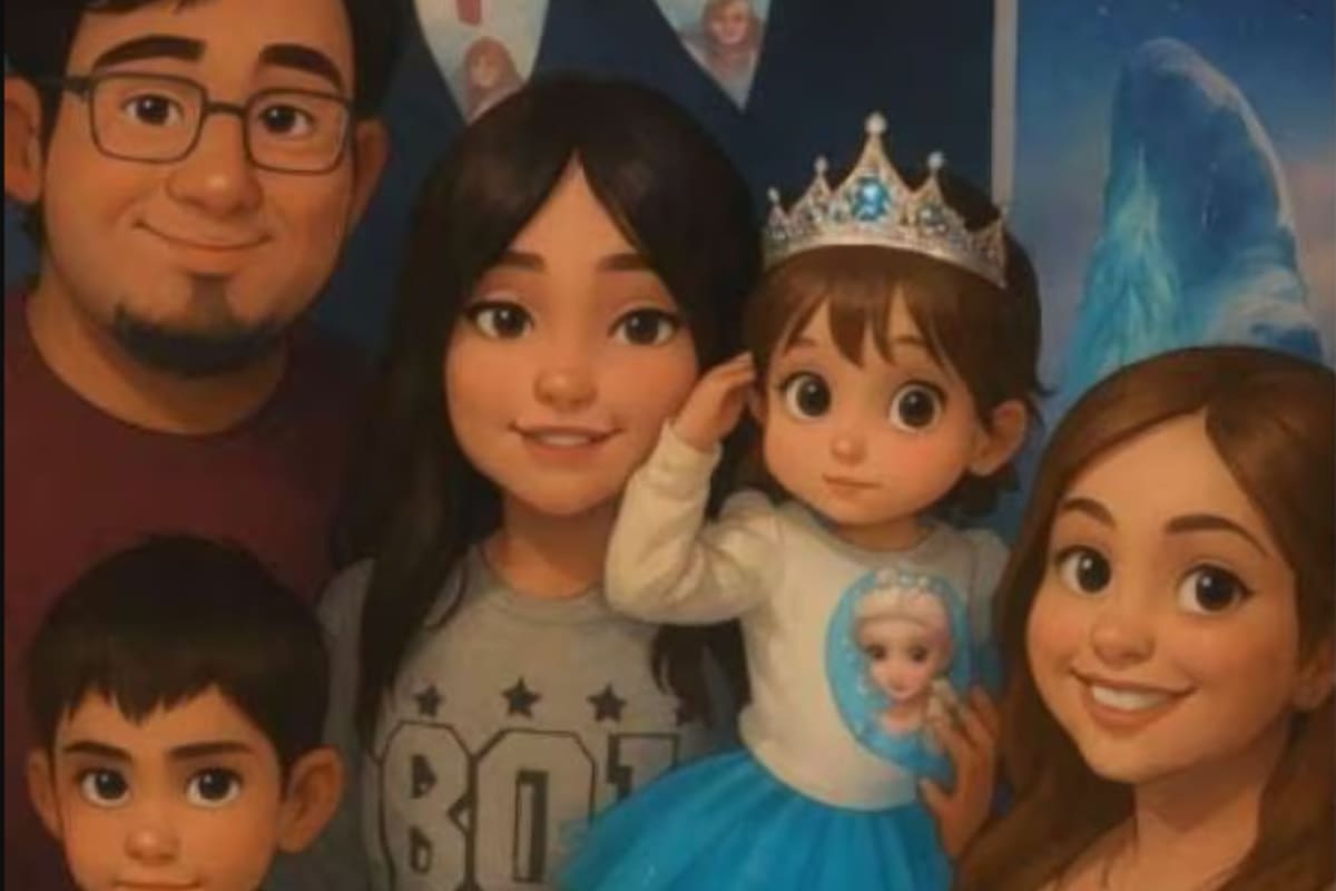 Editó una foto familiar y quedó en shock al ver la figura extraña que detectó la IA