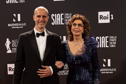 Edoardo Ponti y Sophia Loren en 2021