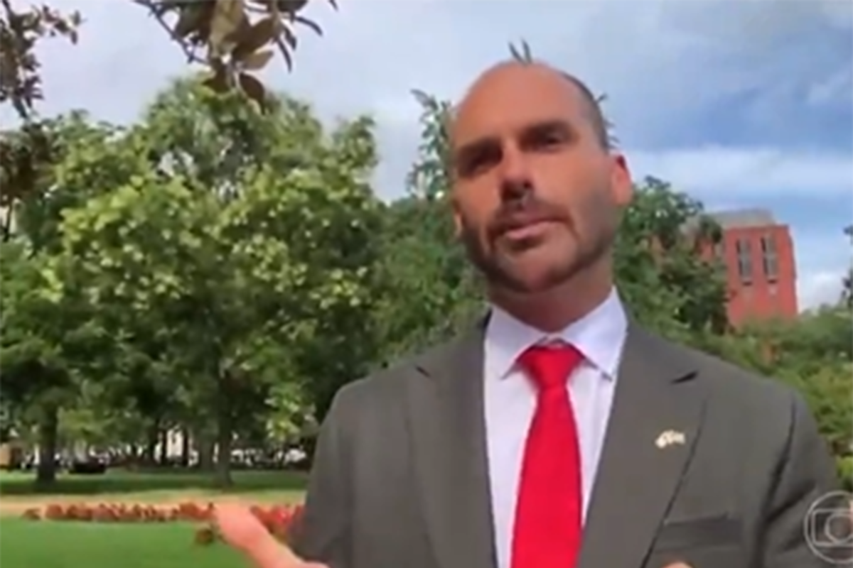 Eduardo Bolsonaro, hijo del expresidente brasileño Jair Bolsonaro, en la Casa Blanca esta semana.
