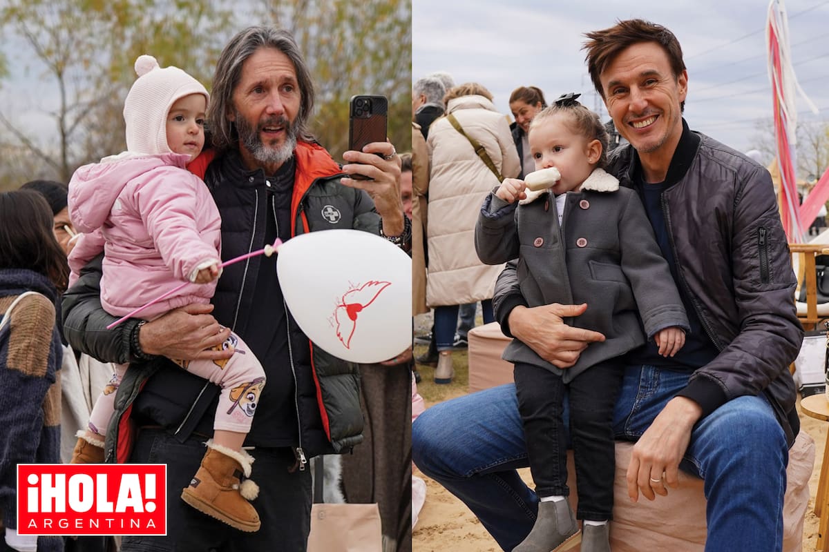 Eduardo Celasco y su hija Aurora, y Roberto García Moritán junto a Anita en el festival Warmichella.