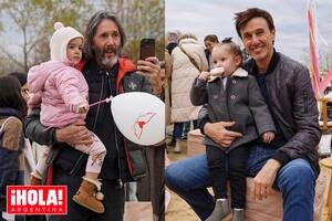 Eduardo Celasco y su hija Aurora, y Roberto García Moritán junto a Anita en el festival Warmichella.