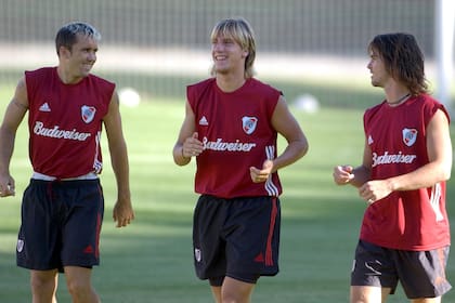Eduardo Coudet en el entrenamiento de River